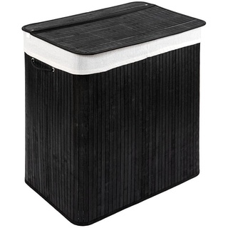 PANA ECO Bambus Wäschekorb mit Deckel • Wäschebox Holz Wäschesack • Faltbarer Wäschesammler • Badezimmer Wäschetruhe • 100% Bambus • Farbe: Schwarz • Größe: 104L (52 x 32 x 63)