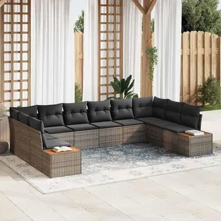 vidaXL Garten-Lounge-Set 10-tlg. grau