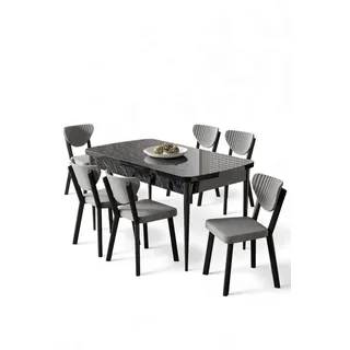 Modernes, ausziehbares Esszimmer-Set mit Tisch und Stühlen (7-teilig)