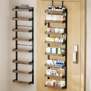 Speisekammer-Organizer, 8-Etagen Tür Hängeorganizer, Türregal zum Einhängen Metall, Ohne Bohren Tür Gewürzregal, Türorganizer für Speisekammer, Schlafzimmer, Badezimmer, Wohnzimmer 45x14x170cm