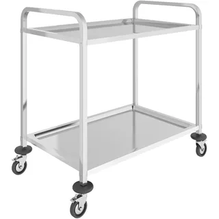 BLV servierwagen Edelstahl klein 2 Böden,servierwagen mit Rollen und 4-Bremsen Für Restaurant Küche