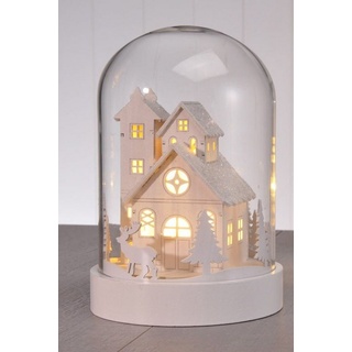 Spetebo Weihnachtsszene LED Deko Glasglocke 18cm - 3 LED - Weihnachtsmotiv, mit Weihnachtmotiv bunt