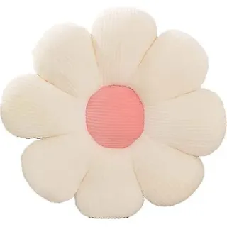 Blumenkissen, Dekoratives, Blumenförmiges Kissen, Florales Bodenkissen, Sitzkissen, Weiches Und Niedliches Kissen Fürs Schlafzimmer – 50 X 50 Cm – Weiß Und Rosa