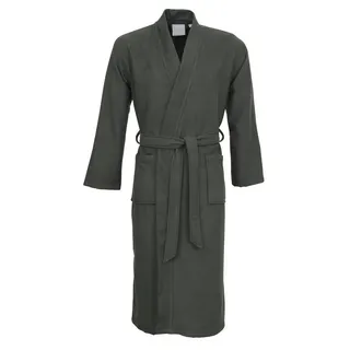 Carl Ross Unisex-Bademantel 35100, Langform, Baumwoll-Mix, Kimono-Kragen, Gürtel, besonders pflegeleicht grau M
