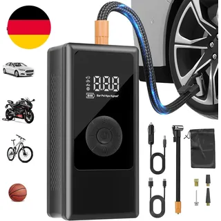 Elektrische Luftpumpe 150PSI, Akku Fahrradpumpe Mit Autostop | Dual Power (Akku/
