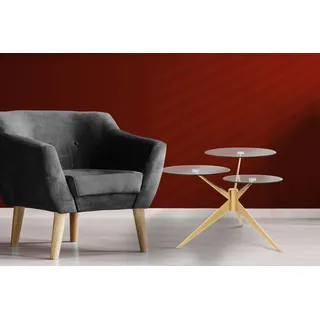 Beistelltisch KAYOOM "Triplet" Tische Gr. B/H/T: 60 cm x 46 cm x 75 cm, goldfarben Beistelltische Drei Tischplatten auf verschiedenen Höhen, Retro-Design
