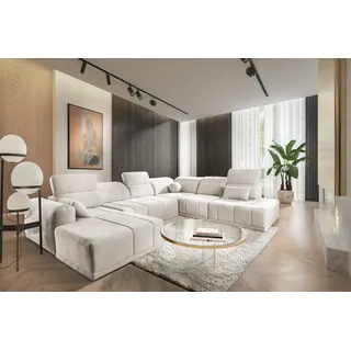 All4All Ecksofa mit Schlaffunktion Rico X 360 cm x 300 cm- Schlafsofa mit Bettkasten - Wohnlandschaft U-Fom - XXL Sofa Groß - Big Sofa - Ecru - Chenille Gewebe - Seite Links - Modern 26
