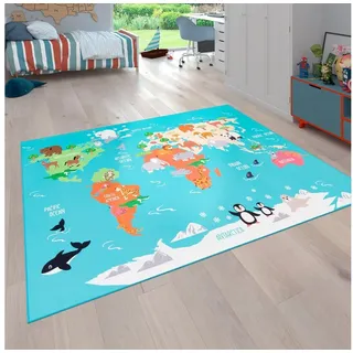 Paco Home Bino 564 Kinderteppich 140 x 200 cm Türkis