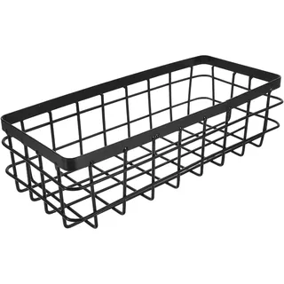 Amosfun Rechteckiger Metall Aufbewahrungskorb Kleiner Drahtkorb Schwarz Für Badezimmer Und Küche Wandkorb Ohne Bohren Organizer Für Kosmetik Und Duschgel 3X4X3 Zoll