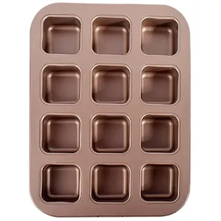 Brownie-Backform, 12 quadratische Mulden, Mini-Kuchen, antihaftbeschichtet, Karbonstahl, Muffins, Backformen, Cupcakes, Brot, Trennform für Ofen, Epoxidharz-Formen
