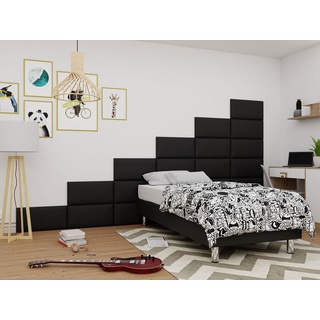 Mirjan24 Boxspringbett Lux für Wandpaneel, Einzelbett mit Matratze, Schlafzimmer (Farbe: Soft 011, Größe: 80x200 cm)