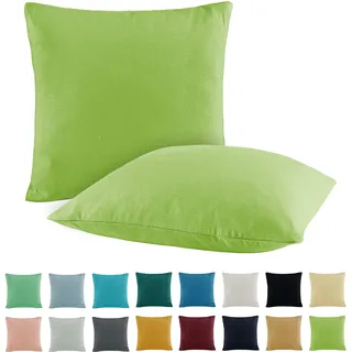 SHC by BaSaTex Jersey Kissenbezug, 2er Pack, 80x80 cm, Apfel Grün | 100% Baumwolle, Kissenhüllen, Kopfkissenbezug, Dekokissen Bezug