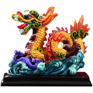 Dragon Figur Dragon Ornament Chinesische Neujahrsdekorationen 2024, Chinesische Drachen Statue 2.6x2.4 'Mini Chinesische Zodiakfiguren Drachen Figuren Fengshui Ornament für Reichtum Glück Typ 2