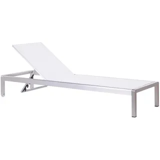 Beliani Fossato Gartenliege 198 x 64 x 29 cm Weiß/Silber