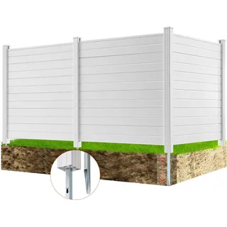 Vevor Lamellenzaun 127 x 127 cm Weiß PVC 3 St.