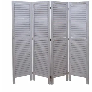Mendler Paravent HWC-G30, Trennwand Sichtschutz Raumteiler, Shabby-Look 170x162cm ~ grau