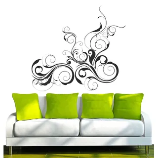 INDIGOS UG - Wandtattoo Wohnzimmer - Wandaufkleber schöne Tribal Blatt 80x72 cm schwarz w653 - Aufkleber Kinderzimmer Schlafzimmer Küche Badezimmer Büro Dekoration