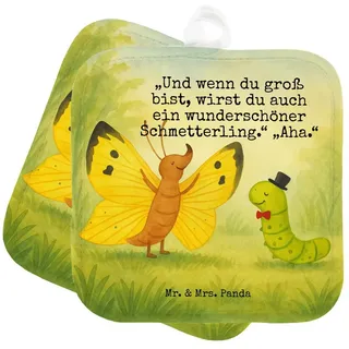Mr. & Mrs. Panda Topflappen Raupe Schmetterling Design, Topflappen, Weiß, Topflappen Set, Topfunt, (Packung), Kokon Lustige Sprüche Erwachsen Werden weiß