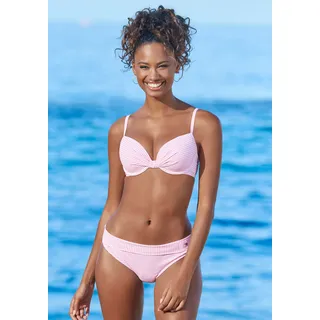 Bügel-Bikini S.OLIVER Gr. 36, Cup C, rosa (rosé, weiß) Damen Bikini-Sets Ocean Blue in Knoten-Optik Bestseller