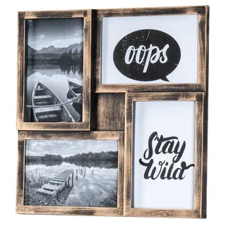 Levandeo® Bilderrahmen Collage, Bilderrahmen 4 Fotos 10x15cm Foto Aufsteller Kupfer Schwarz schwarz