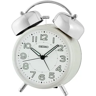 Quarzwecker SEIKO, weiß (silberfarben), Wecker, Wecker, Schlafzimmer, durchlaufende Sekunde,Leuchtzeiger,Leuchtziffern