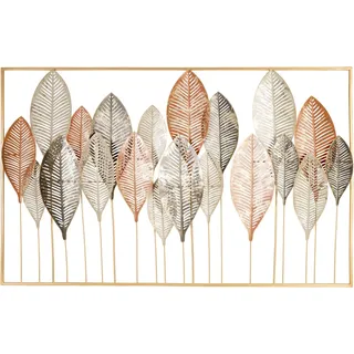 Metallbild BÖNNINGHOFF "HERBSTSTIMMUNG VERSCHIEDENE BLÄTTER 122x76 cm – Deko", bunt (farbe bild(er): schwarz, rot, silber), B:122cm H:76cm T:5,08cm, Metall, Bilder, Wanddekoration