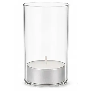 Teelichtglas aus klaren Glas 8cm hoch Ø 4,2cm - Kerzenglas, Windlicht transparent, Glaszylinder mit Boden hitzebeständig - Transparent