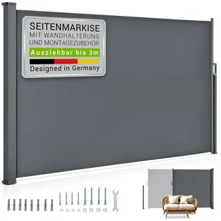 Juskys Seitenmarkise Dubai 300 x 190 cm Grau