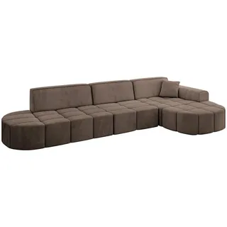 altdecor Ecksofa Samt 3-Sitzer Braun