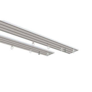 indeko Vorhangschiene Wendeschiene, 3-läufig, Aluminium, Innenlaufschiene 1- bis 4-läufig, Wunschmaßlänge weiß 140 cm
