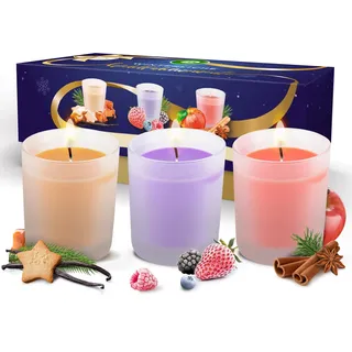 Air Wick Wohlfühl-Duftkerze Geschenkset - winterliche Düfte mit ätherischen Ölen - 3 x Duftkerzen im Glas in schöner Geschenkbox