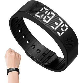 Vibrationswecker Armband Wecker Armband, 2 Alarmzeiten Schwarz