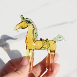 Crrezhai Handgeblasene Glas Pferde Figur Kristall Dekor Pferd, Handgefertigte Tierfigur, Kunsthandwerk Deko Statue, Sammlerfigur für Glass Decor Grün