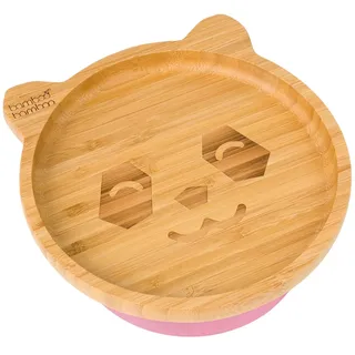bamboo bamboo Baby Teller Kinderteller, Kindergeschirr mit Saugnapf, Sugnapf Teller Baby ab 6 Monaten (Panda, Rosa)