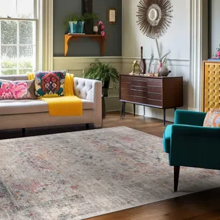 Carpeto Groß Teppich Wohnzimmer 180x260cm Anthrazit Grau Abstrakt Weich | Teppich für Schlafzimmer Esszimmer Büro Orientalisch Pflegeleicht Fußbodenheizungsgeeignet Reinigungsmittelbeständig Kurzflor