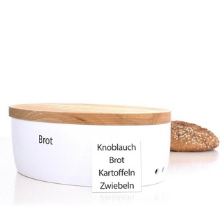 Continenta Brotkasten CONTINENTA Brottopf XL aus Keramik mit Holzdeckel, Keramik / Holz, (Stück) weiß