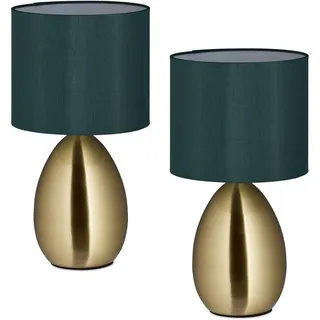 Relaxdays Nachttischlampe Dunkelgrün 2 St.