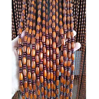 DJCYGG Perlenvorhang Hängender Teilervorhang Holzperlenvorhang Türvorhang Ohne Bohren Perlenvorhang Fadenvorhang Dekovorhang für Wohnzimmer Balkontür,Anpassbar (Teak,40 Stränge 80cm x 180cm)