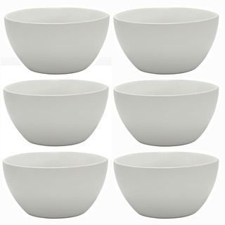 Annastore 6 x Servierschalen-Set aus Keramik - Müslischalen Schalen Obstschalen Dessertschalen Suppenschalen Salatschalen (weiß, matt 14 x 7,5 cm)