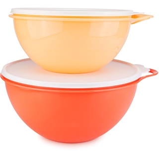 Tupperware Maximilian Schüssel 4,5 L lachs + 3 L apricot Salatschüssel Rühschüssel Aufbewahrung Servierschüssel