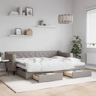 Amorsee Tagesbett Ausziehbar mit Schubladen Schlafsofa mit Schlaffunktion Ausziehbett 80 x 200 cm Einzelbett Gästebett für Schlafzimmer Wohnzimmer Taupe