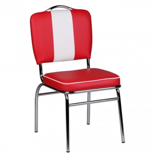 Wohnling Esszimmerstuhl Kunstleder American Diner Retro Rot Weiß Stuhl Sessel gepolstert