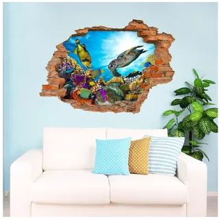 nikima Wandtattoo 035 Wandtattoo Unterwasserwelt - Loch in der Wand - 500 x 350 mm (PVC-Folie), in 6 vers. Größen bunt 50 cm x 50 cm x 35 cm
