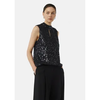 Comma, Blusentop Paillettentop mit Cut-out Schwarz 34