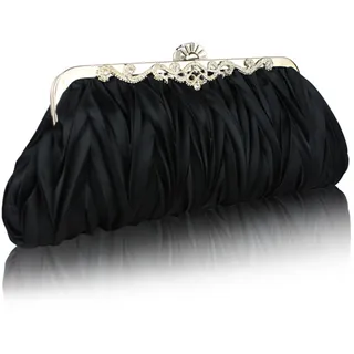 Milky Way Clutch-Tasche für Damen, Satin, plissiert, klein, mit abnehmbarer Kette, elegante Handtaschen für Hochzeit, Braut, Abschlussball, Cocktailparty, Abendtasche - 265mm x 145mm