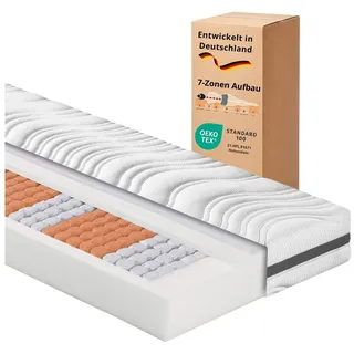 Federkernmatratze Comfort 130, in 90x200 cm, 140x200 cm und weitere Größen, sleepling, 18 cm hoch, mit 7-Zonen Kaltschaum Auflage und verschiedenen Härtegraden weiß 80 cm x 200 cm x 18 cm