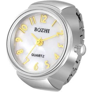 Ringuhr Avaner Fingeruhr mit rundes Farbzifferblatt Einfach Rund Fingerring Uhr Analog Quarz Elastisch Ring Uhr Uhrenring für Herren Damen