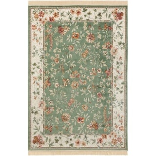 Teppich Orient Flowers, NOURISTAN, rechteckig, Höhe: 5 mm, Orientalisch mit Fransen, Orient, Wohnzimmer, Schlafzimmer, Esszimmer grün 95 cm x 140 cm x 5 mm