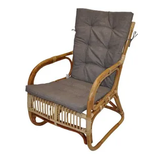 Rattani Rattanstuhl Rattansessel, Rattanstuhl Melbourne inkl. Polster, Relexsessel, bequemer Rattansessel . Lodge Sessel . grau