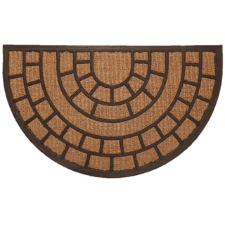 oKu-Tex Fußmatte Kokos Struktur halbrund Design1 45 x 75 cm | Indoor & Outdoor | Relief